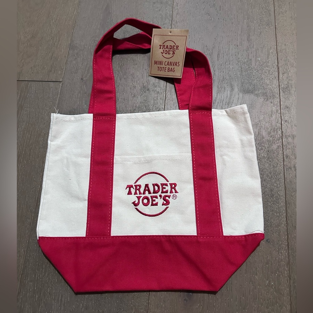 Trader Joe’s Red and White Canvas Mini Tote Bag